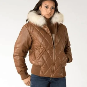 Pelle Pelle Quilted Leather Brown Jacket | Fur Hood Jacket