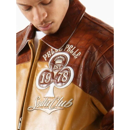 Pelle Pelle Men High Roller Leather Jacket | Varsity Jacket view 4