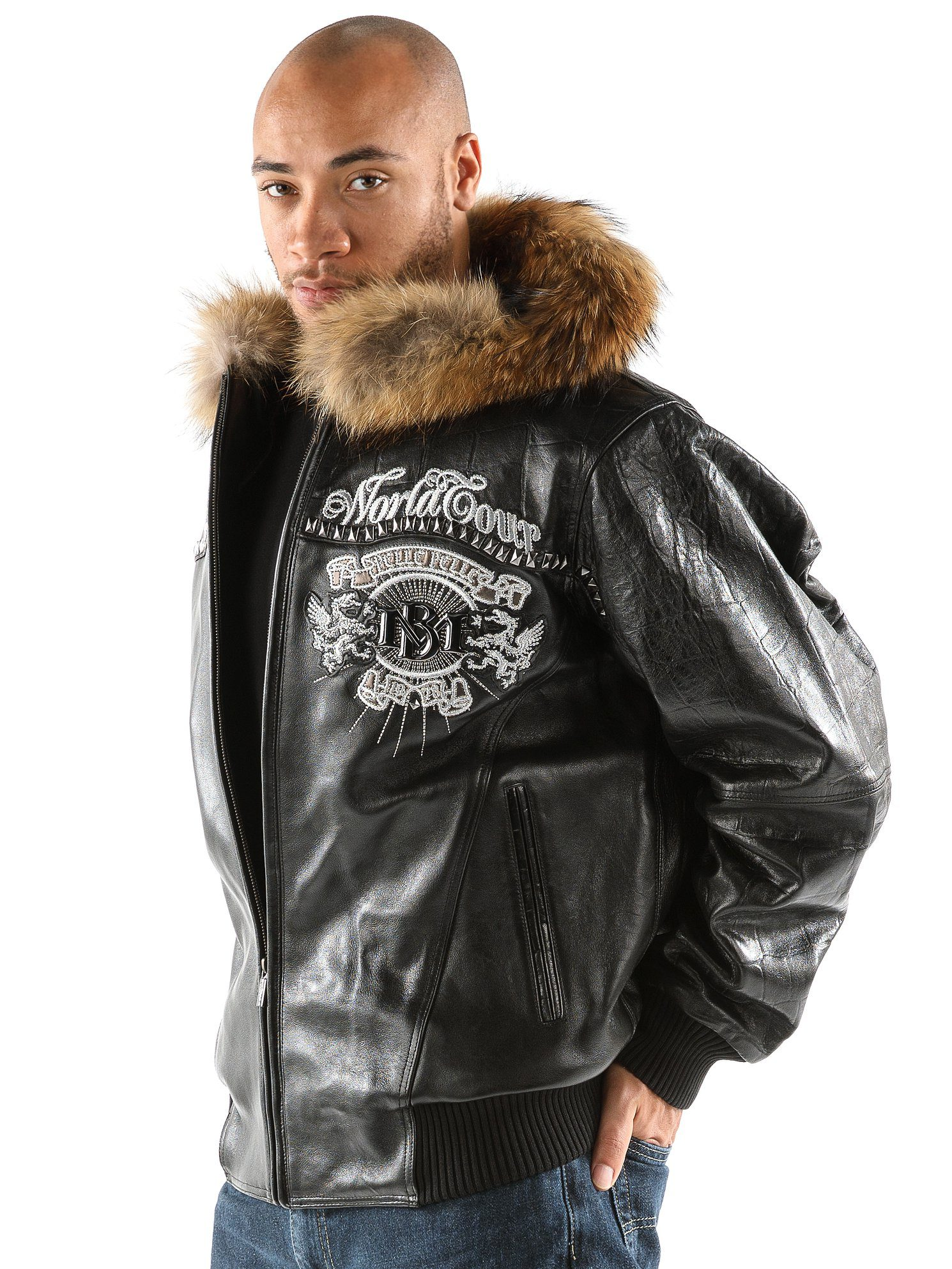 Pelle Pelle Men Black World Tour Jacket | Fur Hood Jacket