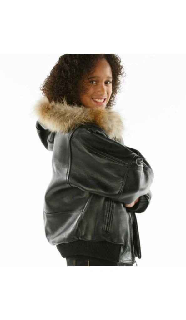 Pelle Pelle Kids Black Plain Leather Jacket