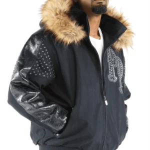 Pelle Pelle Airbourne Men Fur Hood Jacket | Studs Jacket view 3