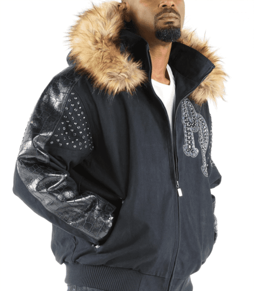 Pelle Pelle Airbourne Men Fur Hood Jacket | Studs Jacket view 3
