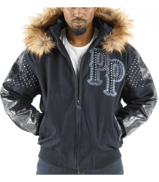 Pelle Pelle Airbourne Men Fur Hood Jacket | Studs Jacket