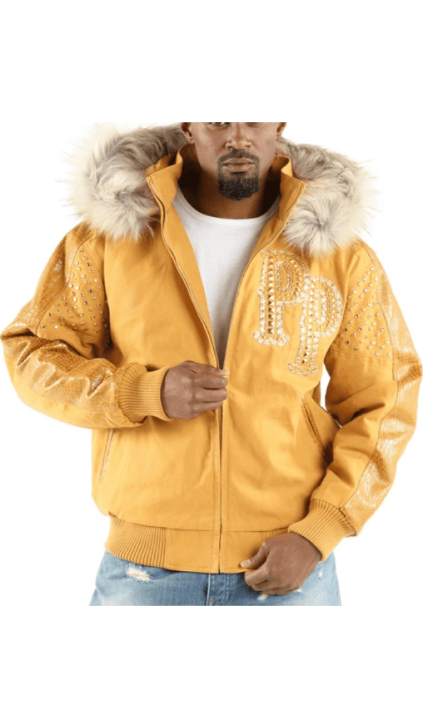 Pelle Pelle Airbourne Yellow Wool Jacket | Fur Hood Jacket