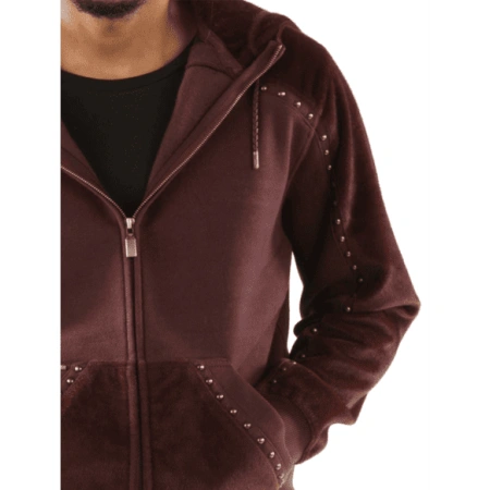 Pelle Pelle Maroon Ornate Wool Jacket | Hood Jacket view 3