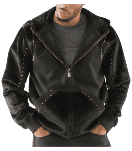Pelle Pelle Men Black Ornate Wool Jacket | Hood Jacket