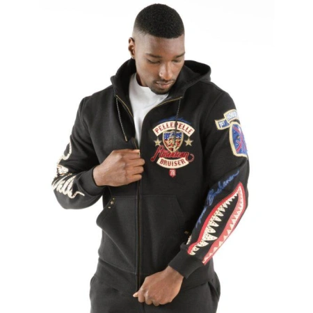 Pelle Pelle Black American Bruiser Jacket | Wool Jacket view 2