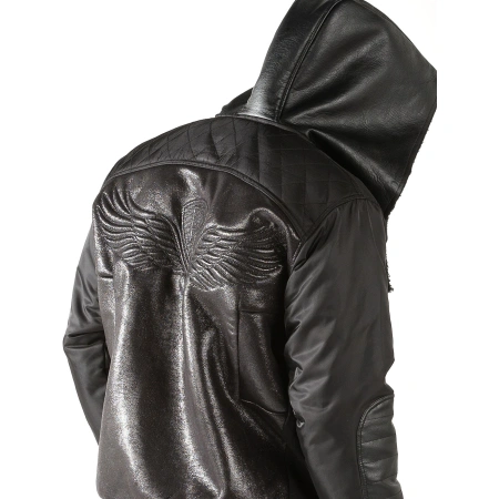 Pelle Pelle Men Wings Leather Hood Jacket | Black Jacket view 3