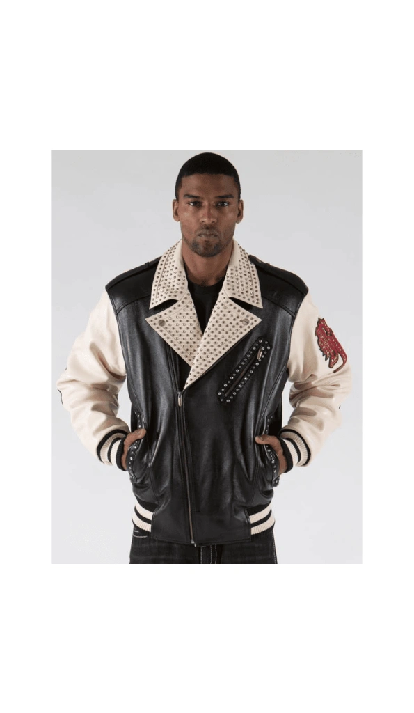 Pelle Pelle Men Cream Biker Studded Jacket | Leather Jacket