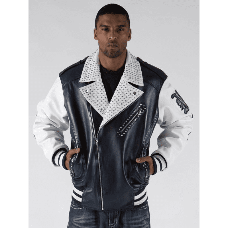 Pelle Pelle Men White Biker Studded Jacket | Leather Jacket