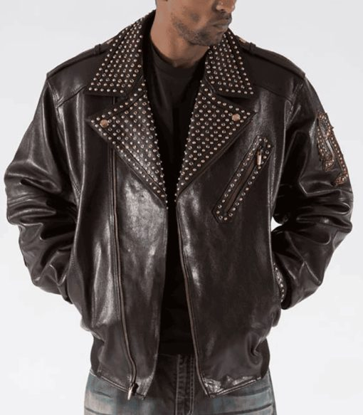 Pelle Pelle Dark Brown Men Biker Jacket | Leather Jacket view 1
