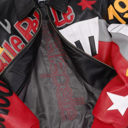 Pelle Pelle Hip Hop Red Black Leather Jacket view 7