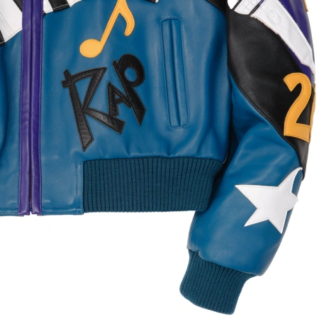Pelle Pelle Women HipHop Crop Leather Jacket | Purple & Blue view 7