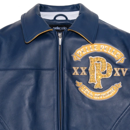 Pelle Pelle Panther Navy Blue Leather Jacket view 4
