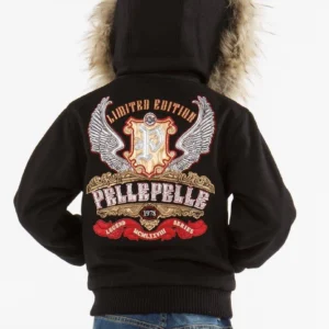 Pelle Pelle Black Kids Legend Series Jacket | Fur Hood view 2