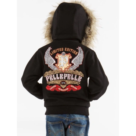 Pelle Pelle Black Kids Legend Series Jacket | Fur Hood view 2