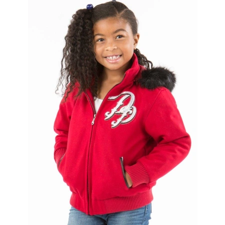 Pelle Pelle Kids Born Free Red Wool Jacket | Fur Hood Jacket
