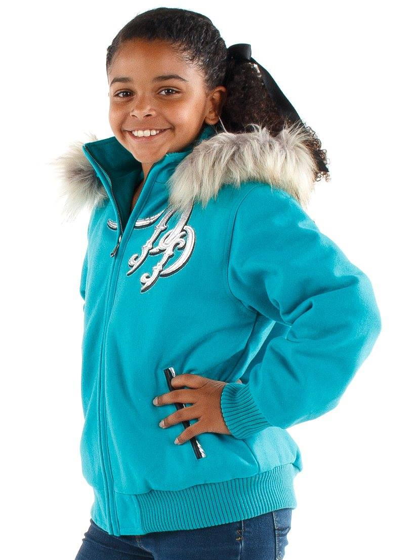 Pelle Pelle Kids Light Blue Fur Hood Jacket | Born Free