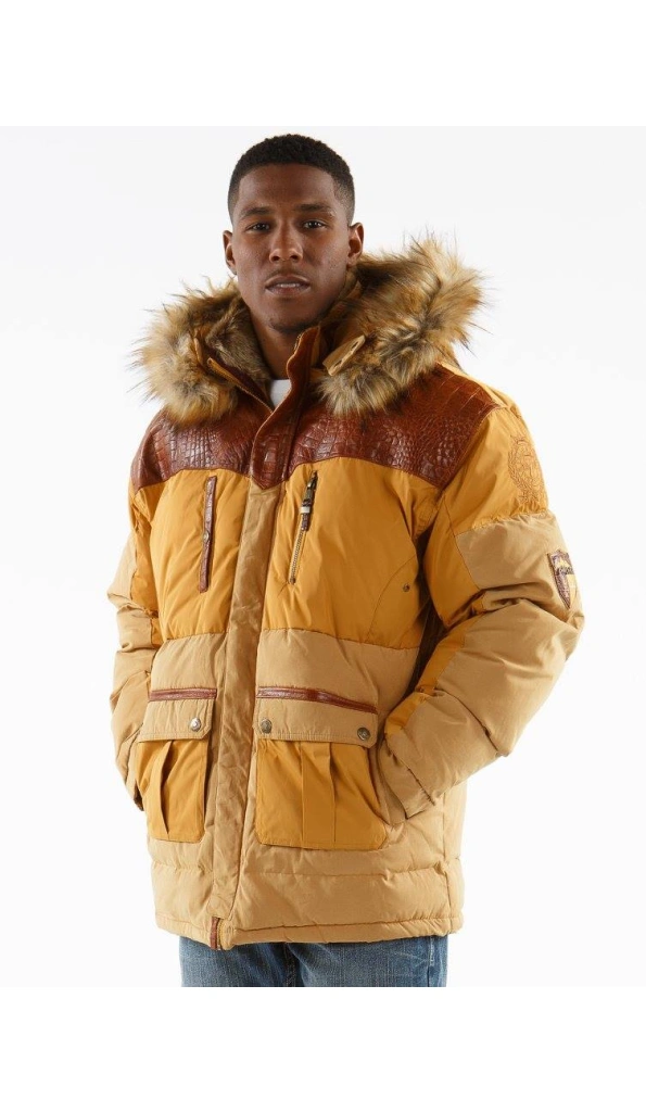 Pelle Pelle Mustard Men Fur Hood Jacket | Puffer Jacket