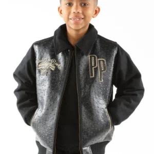 Pelle Pelle Encrusted MB Kids Black Jacket | Leather Jacket