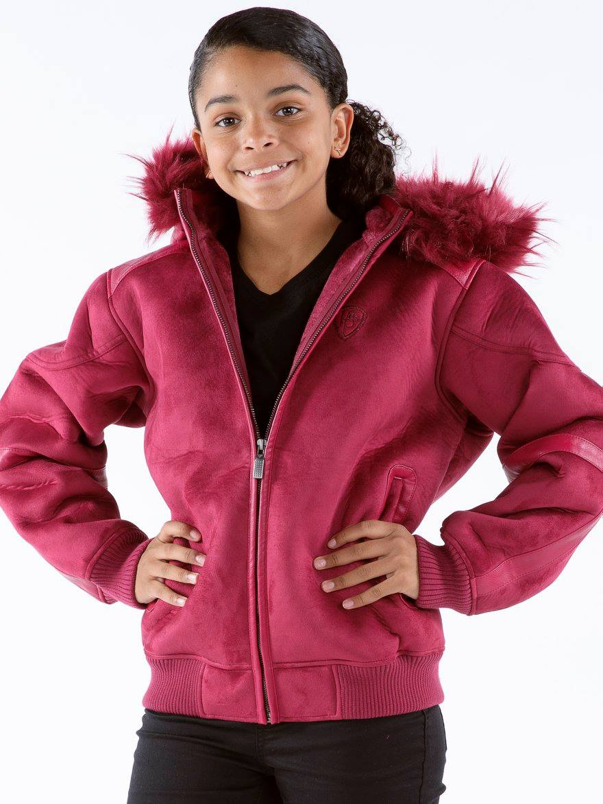 Pelle Pelle Kids Pink Fur Hood Jacket | Wool Jacket
