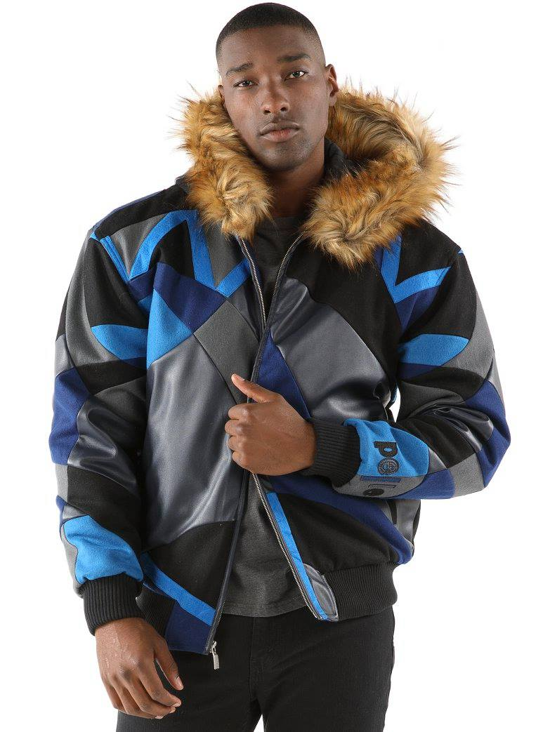 Pelle Pelle Men Abstract Wool Jacket | Fur Hood Jacket view 1