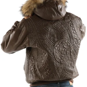 Pelle Pelle Men Brown Encrusted Jacket | Fur Hood Jacket view 2