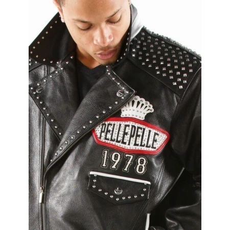 Pelle Pelle Black Lethal Men Leather Jacket | Studs Jacket view 3