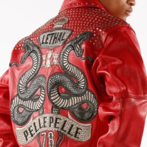 Pelle Pelle Red Lethal Studded Leather Jacket | Men Jacket