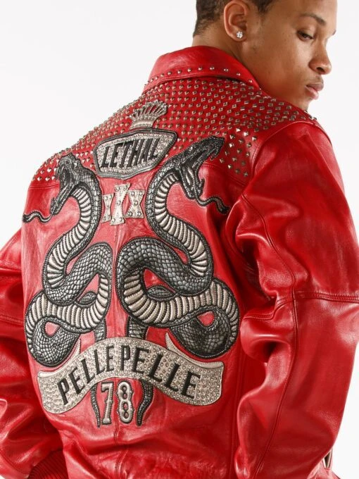 Pelle Pelle Red Lethal Studded Leather Jacket | Men Jacket