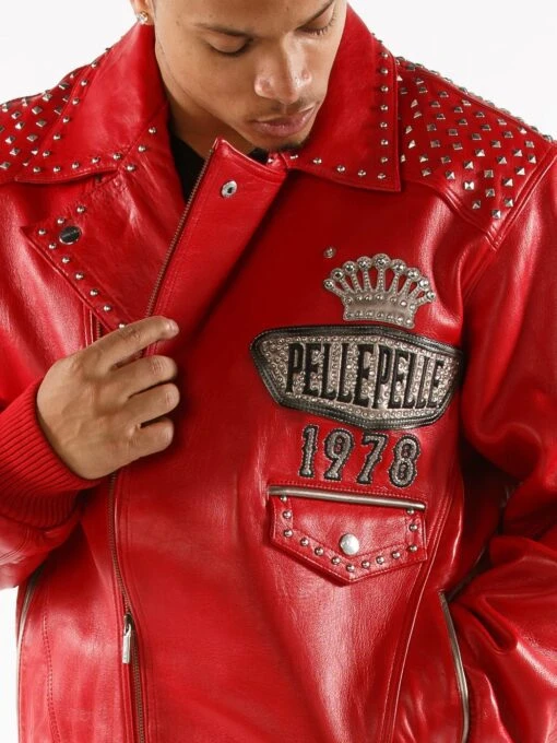 Pelle Pelle Red Lethal Studded Leather Jacket | Men Jacket view 2