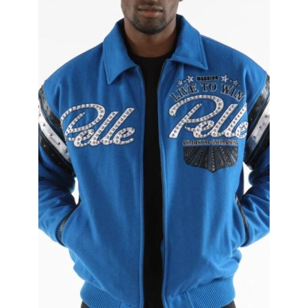 Pelle Pelle Live To Win Blue Wool Jacket | MB Jacket view 3