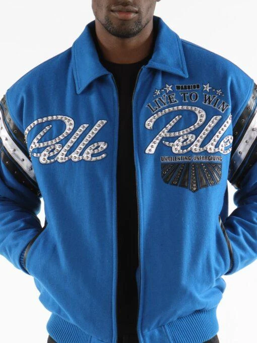 Pelle Pelle Live To Win Blue Wool Jacket | MB Jacket view 3
