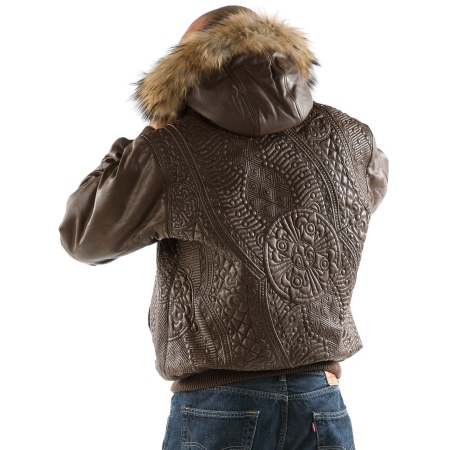 Pelle Pelle Brown Encrusted Hooded Jacket view 2