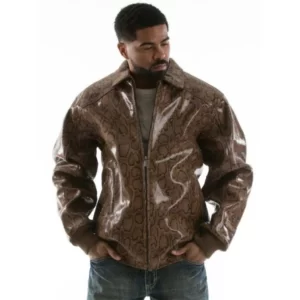 PELLE PELLE PYTHON BROWN LEATHER JACKET