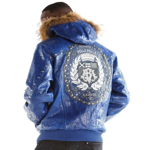 PELLE PELLE EMBLEM BLUE HOODIE LEATHER JACKET view 2