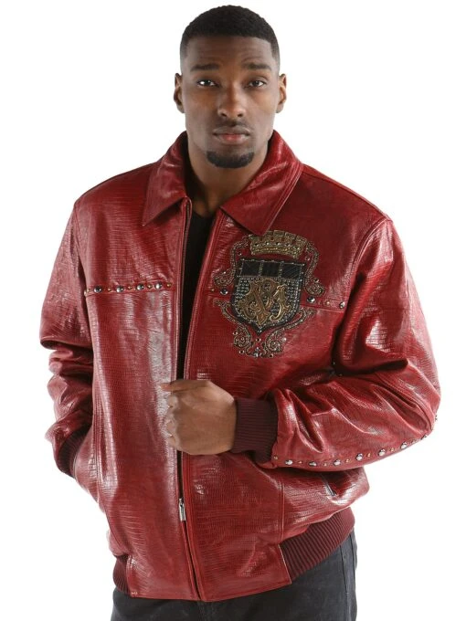 Pelle Pelle Men Red Emblem Leather Jacket