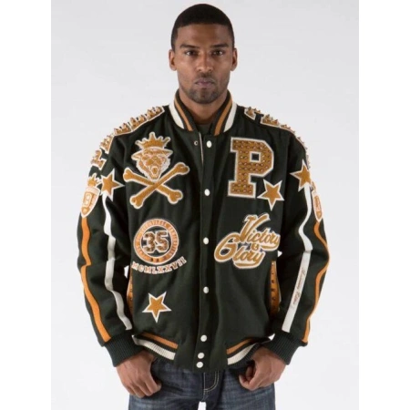 Pelle Pelle Dark Green Varsity Wool Jacket | Victory & Glory view 3