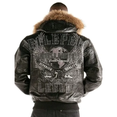 Pelle Pelle Legend Black Fur Hood Jacket | Leather Jacket view 2