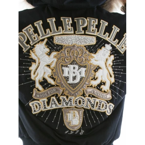 Pelle Pelle MB Diamond Black Wool Jacket | Fur Hood Jacket view 4