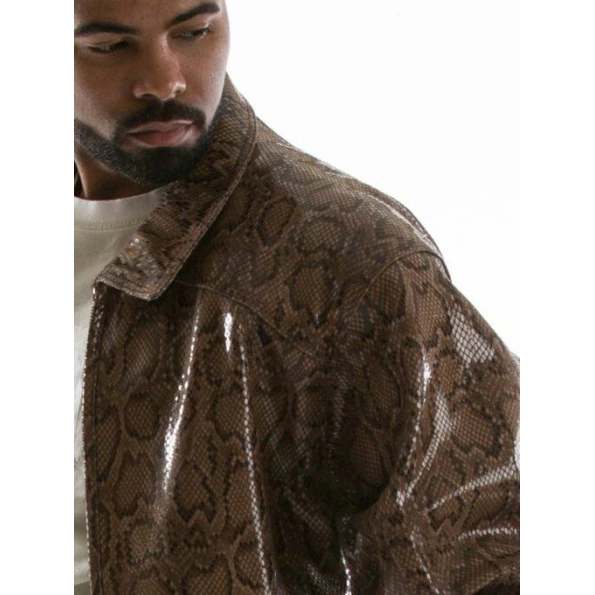 PELLE PELLE PYTHON BROWN LEATHER JACKET view 4