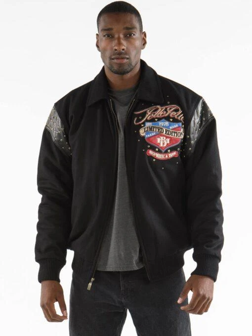 Pelle Pelle Men Black MB Wool Jacket | Red White & True