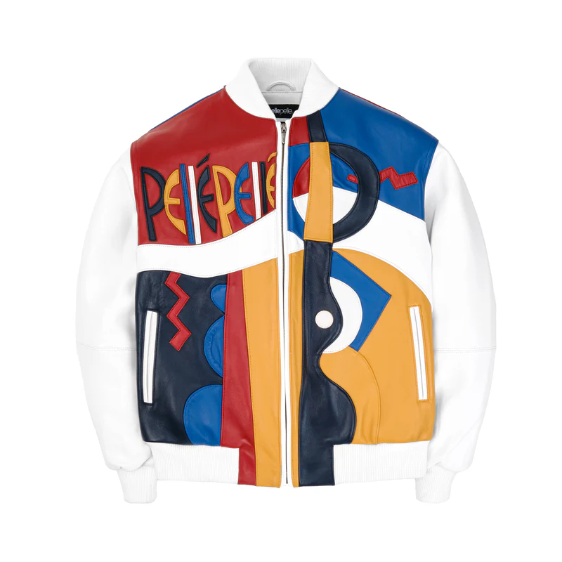 Pelle Pelle White Red Blue Picasso Leather Jacket | Men & Women