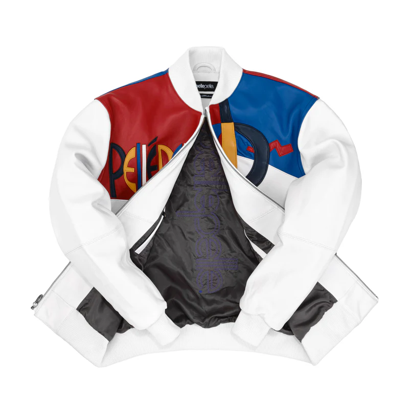 Pelle Pelle White Red Blue Picasso Leather Jacket | Men & Women view 3