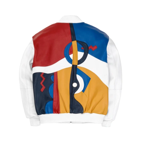 Pelle Pelle White Red Blue Picasso Leather Jacket | Men & Women view 2