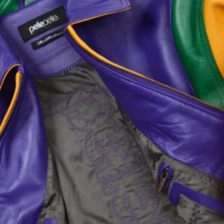 Pelle Pelle Purple Yellow Leather Jacket | Soda Club Jacket view 3