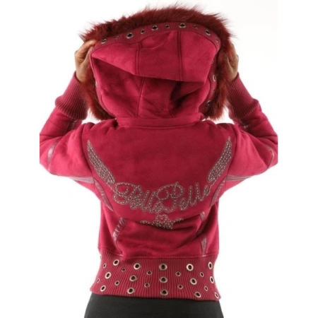 Pelle Pelle Pink Fur Hood Women Jacket | Wool Jacket