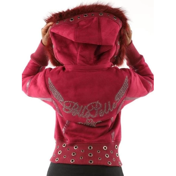 Pelle Pelle Pink Fur Hood Women Jacket | Wool Jacket