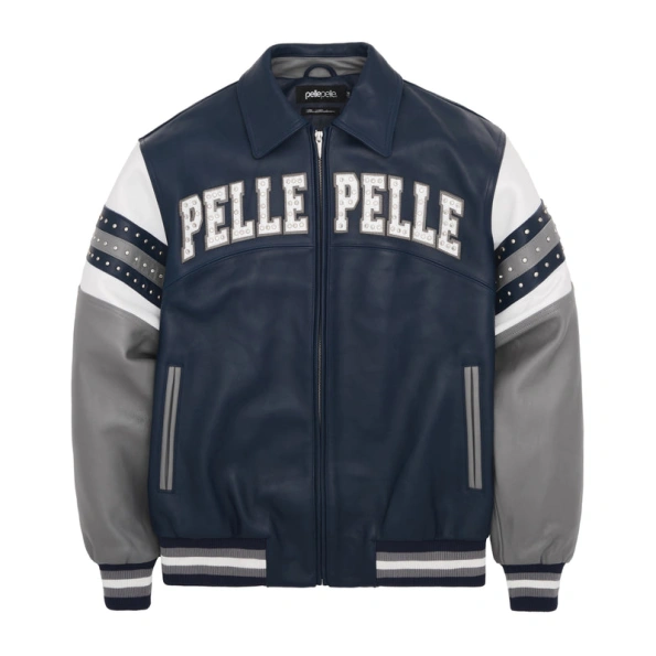 Pelle Pelle Navy Blue Vintage Leather Jacket | Soda Club view 3
