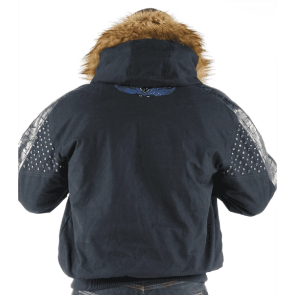 Pelle Pelle Navy Blue Men Fur Hood Jacket | Wool Jacket view 3
